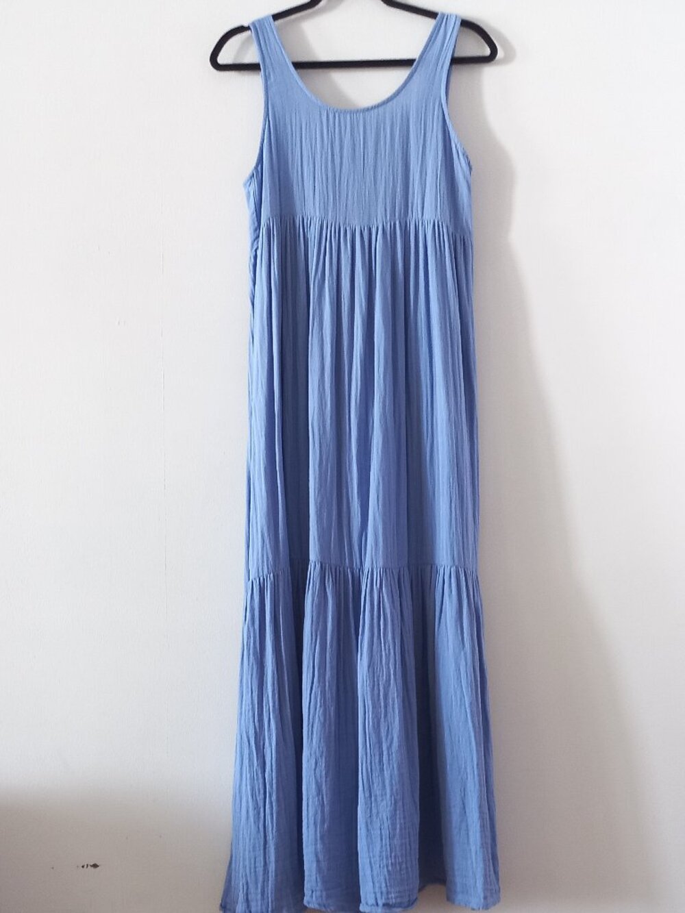ICHI  blue sleeveless tiered maxi dress